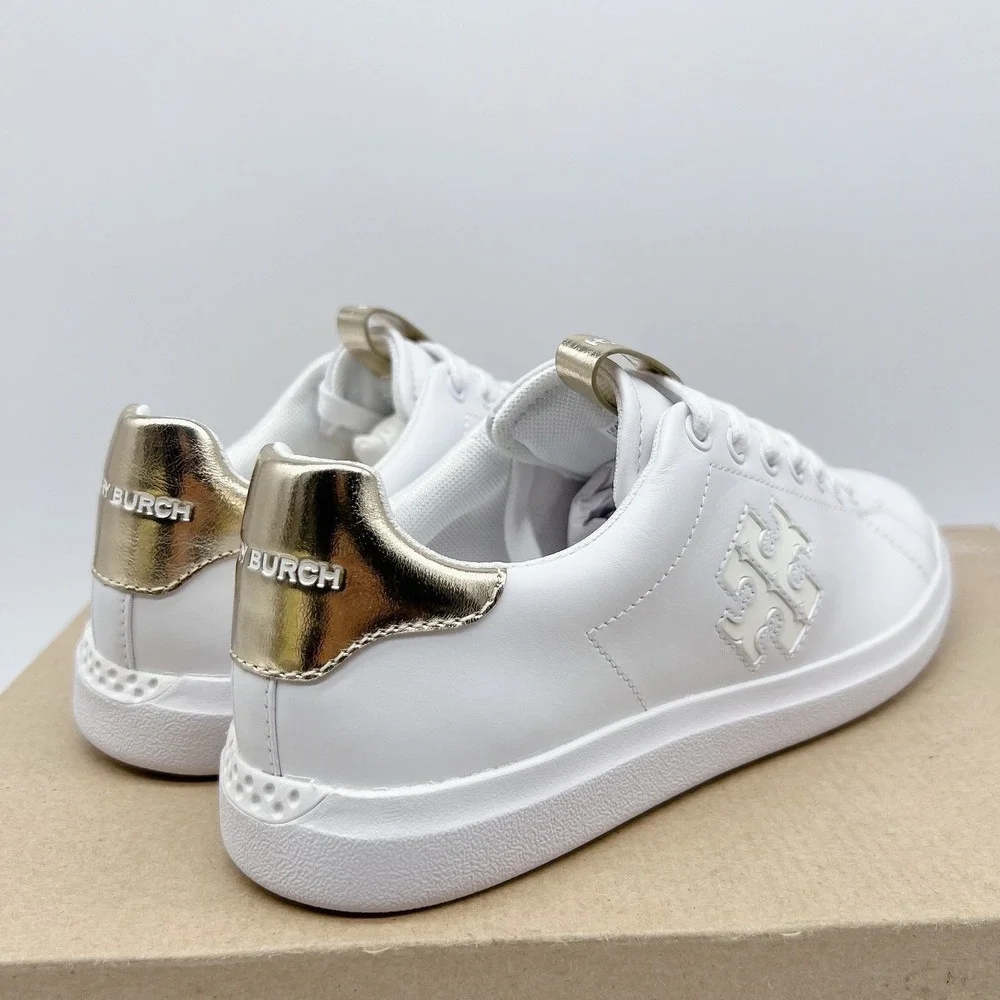 Tory Burch Howell Court Women's Fashion Sneakers White Leather Lace Up US 6.5